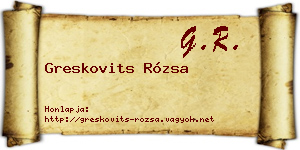 Greskovits Rózsa névjegykártya